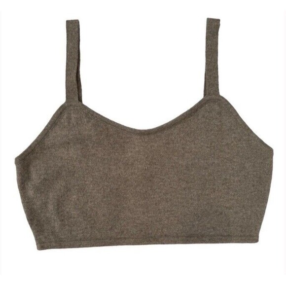 GENTLE HERD Cashmere Cropped Tank Casual Delicate Tan Lightweight Luxury Coastal - Picture 1 of 5